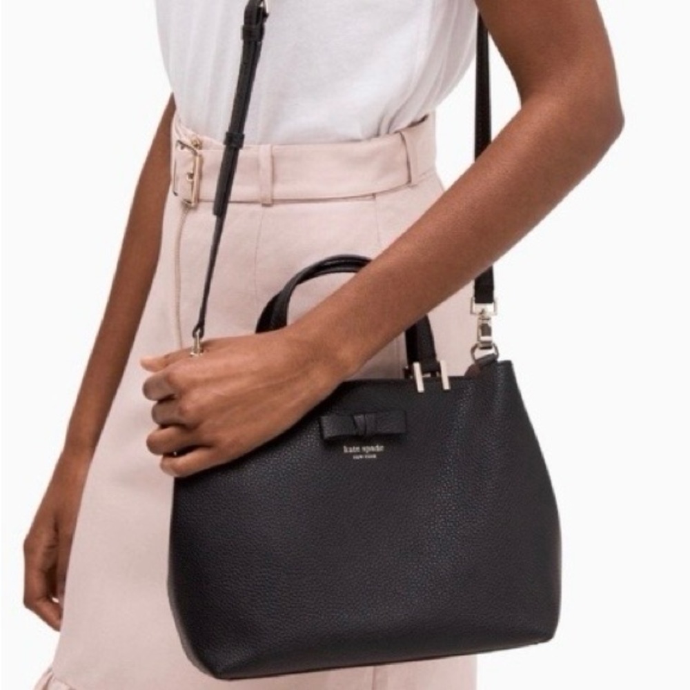 Genuine Kate Spade NYC   Gwen Pershing Black Pebbled Crossbody Satchel